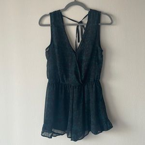 ASTR The Label Blue Black Floral Lined Romper S